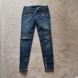 Balmain Blue Moto jeans with gold accents size Italian 40 (fits USA women’s 2-4)